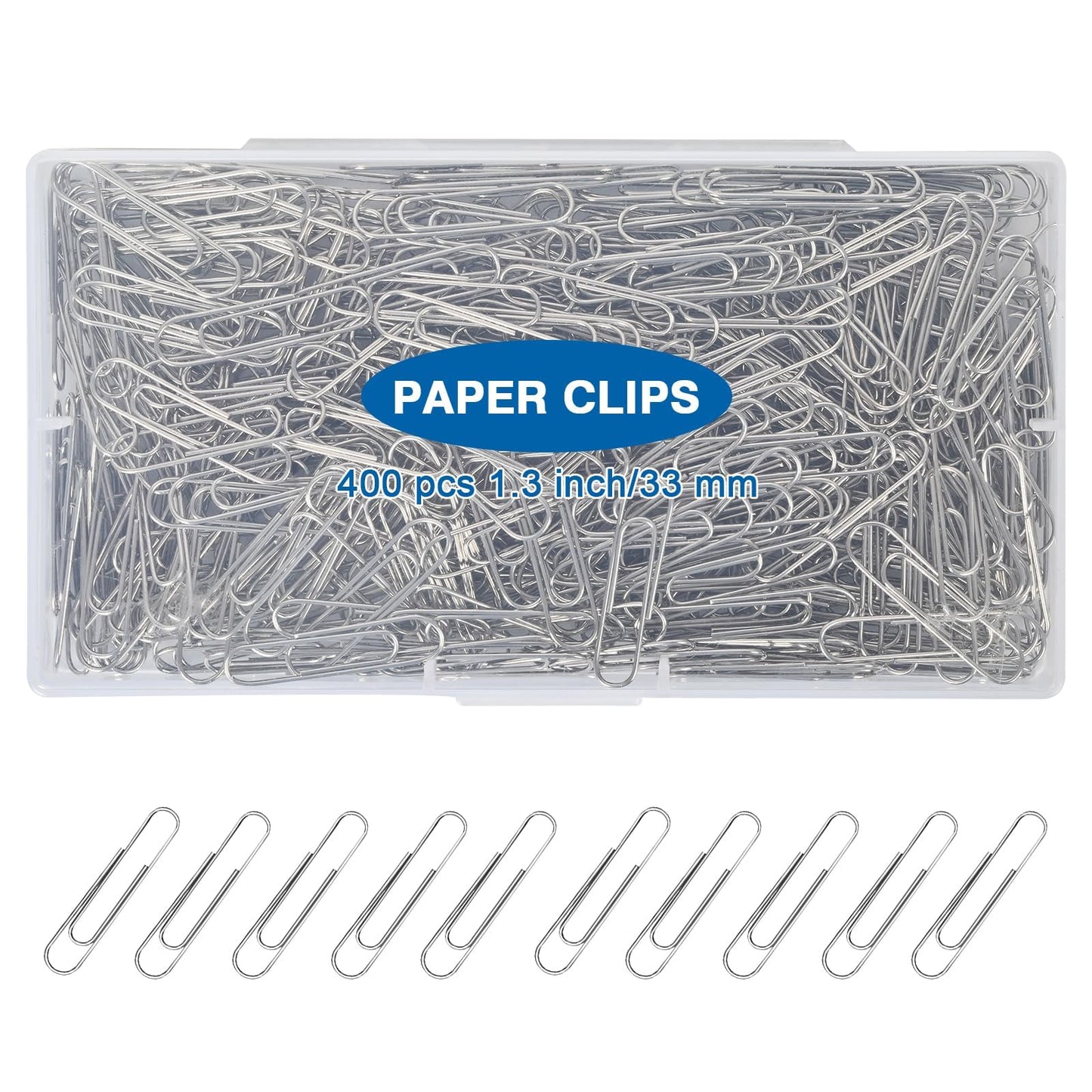 Krvyrn 400 Pcs Medium Paper Clips,1.3 inch Smooth Paperclips Metal Paper Clip for Office, School and Teacher Supplies