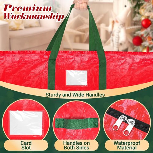 BlessedSeason Christmas Tree Storage Bag - 7.5 Ft Waterproof Design with 2 Tinsel Garland Bags | Reinforced Handles & Dual Zipper (Red)