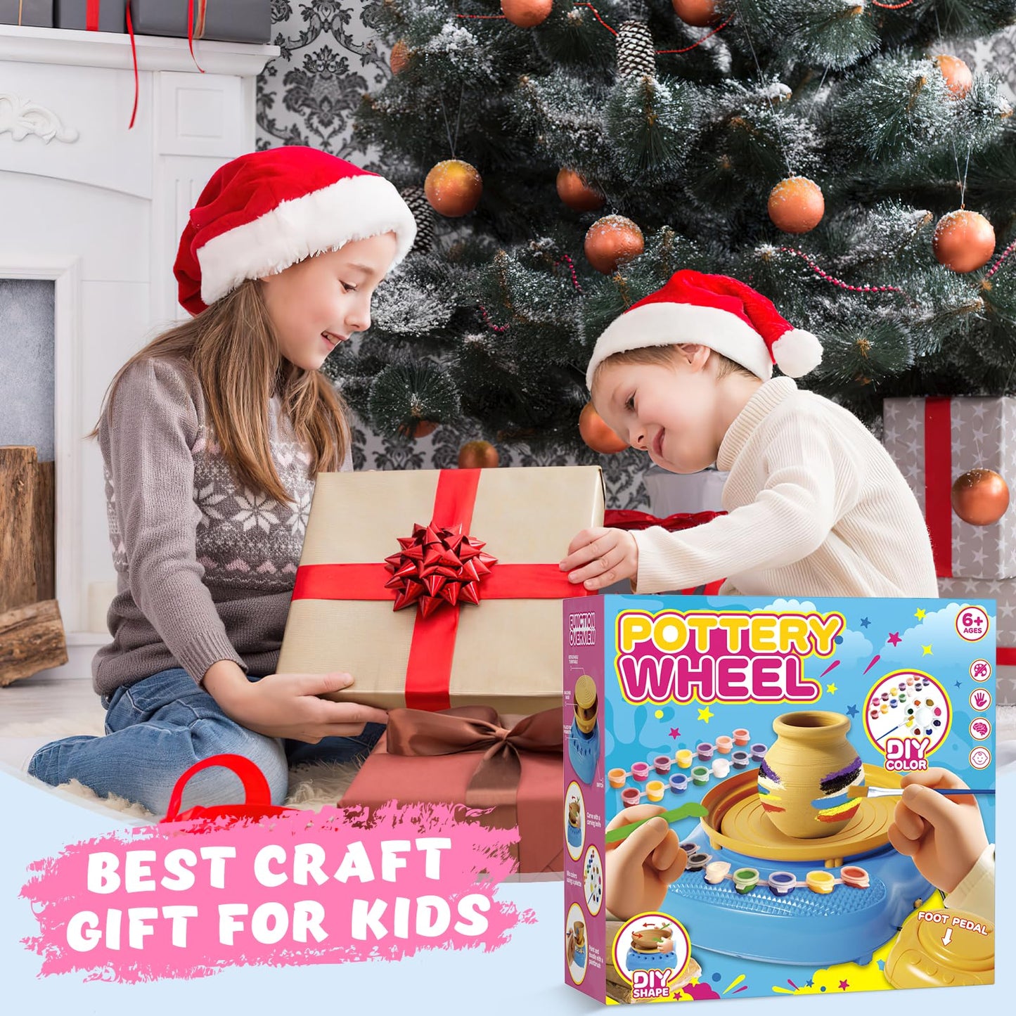 TingingYuli Pottery Wheel for Kids with Clay Kit - Arts and Crafts for Kids Ages 6-8 8-12, Complete Pottery Kit with Air Dry Clay and Painting Tools, Easter Christmas Birthday Gift for Boys Girls