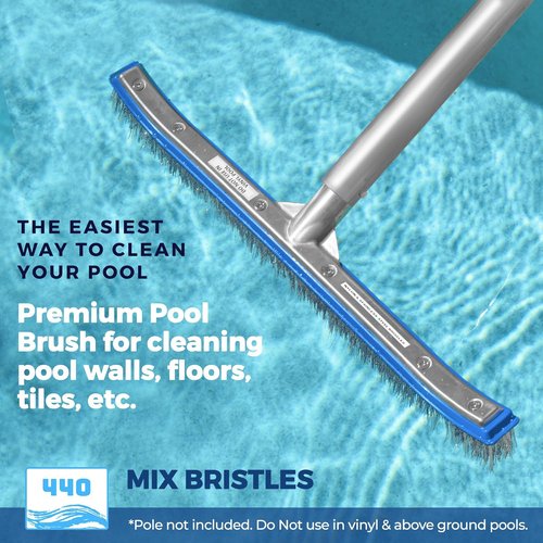 440 Combo Pool Brush - 18-Inch Heavy Duty Nylon & Stainless Steel Head for Inground Pool Cleaning