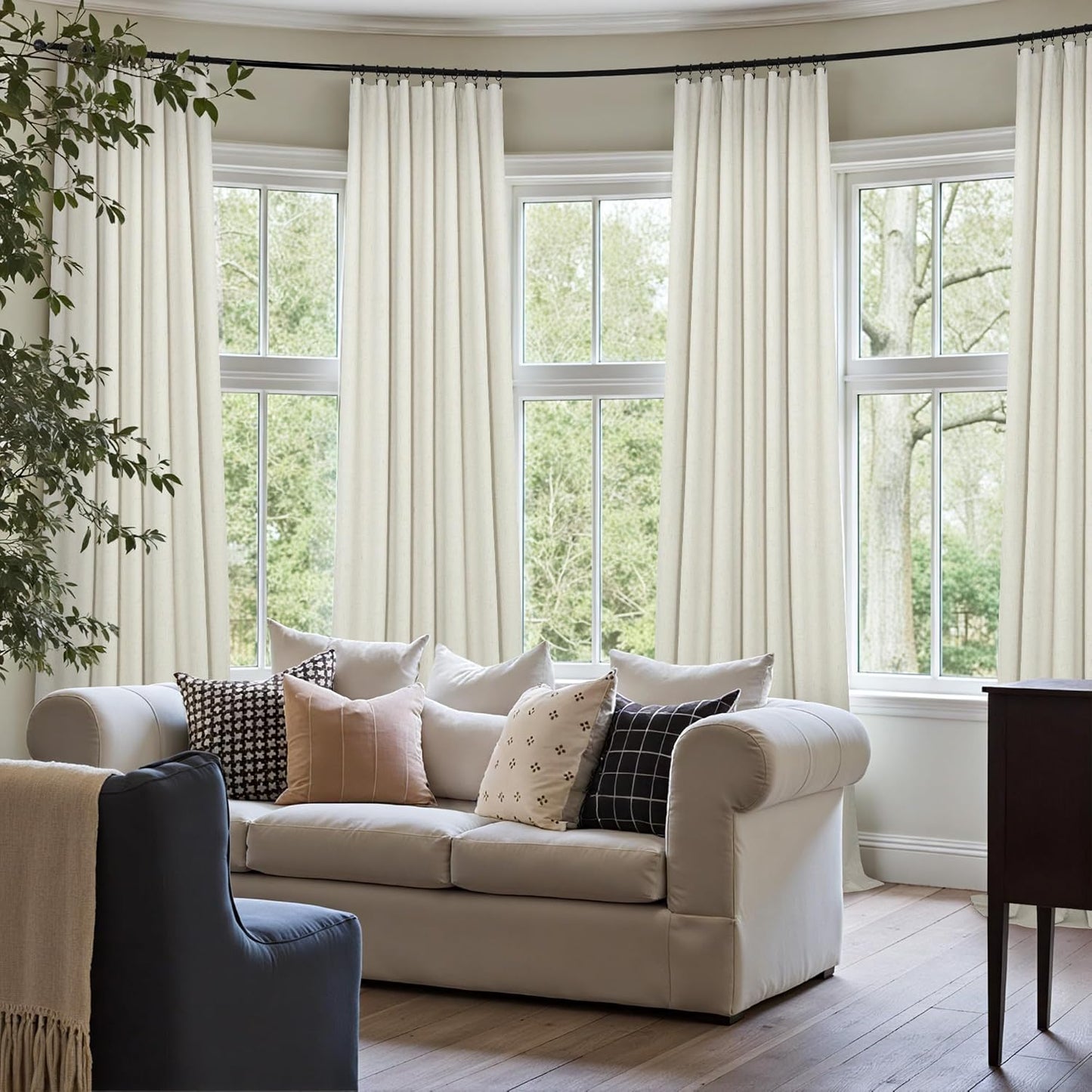Skiennix 100% Blackout Curtains - 84 Inch Length, Thermal Insulated, Natural Cream | 2 Panels Set for Bedroom & Living Room