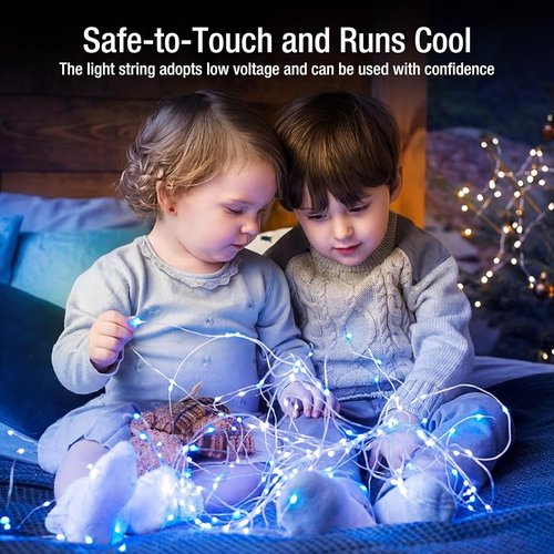 Fairy Lights 12 Pack - 7ft Battery Operated 20 LED Twinkle Lights | Waterproof Mini String Lights for DIY Party & Wedding Decor - Blue and White