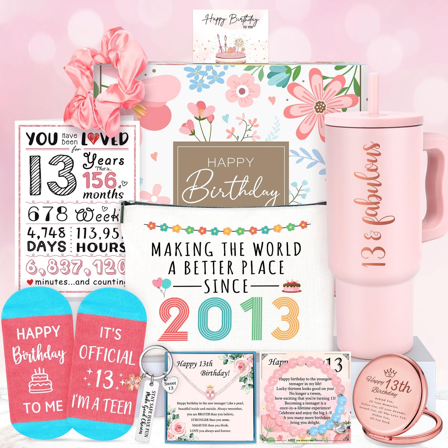 13th Birthday Gifts for Girls 13 Year Old Girl Birthday Gift for 13 Years Old Girl Gifts Trendy Stuff Cool Things for 13 Year Olds Teen Girls Teenager Happy 13th Decorations Present Ideas with Tumbler