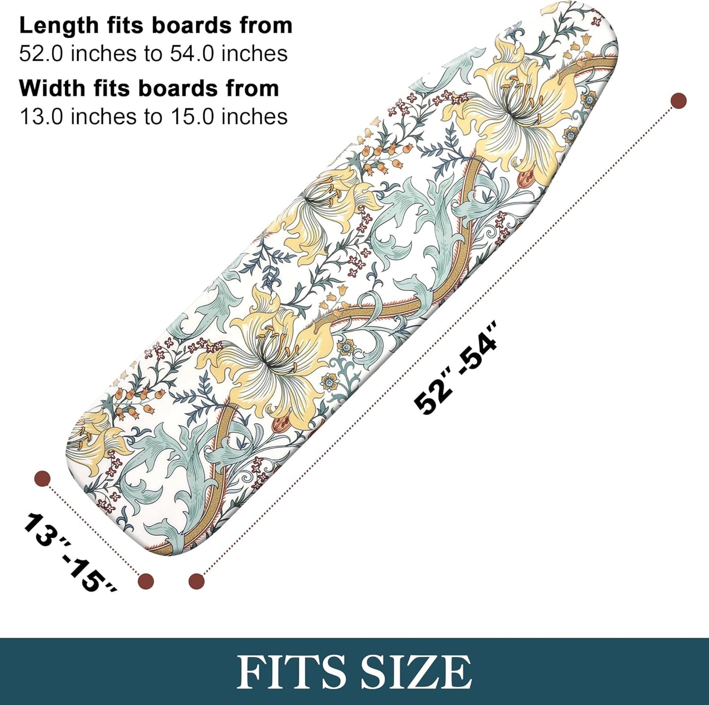 Veiox Ironing Board Cover - Scorch Resistant Padding, 100% Organic Cotton, Heat-Resistant & Washable | Standard Size