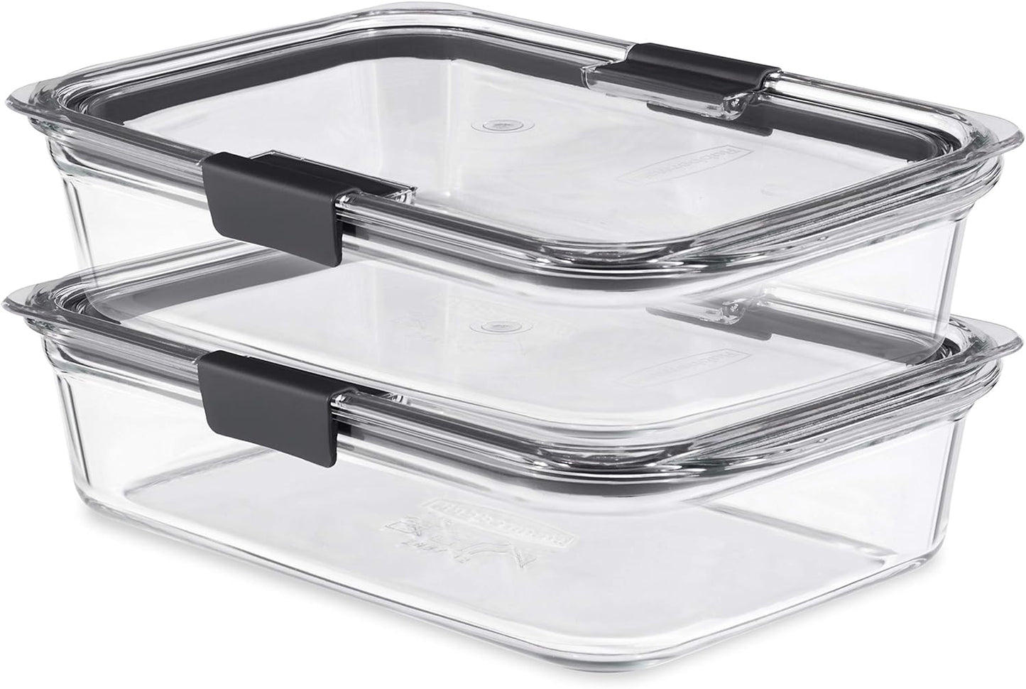 Rubbermaid Brilliance Glass Food Storage Containers - 8 Cup, BPA-Free, Leak-Proof, Clear | Set of 2