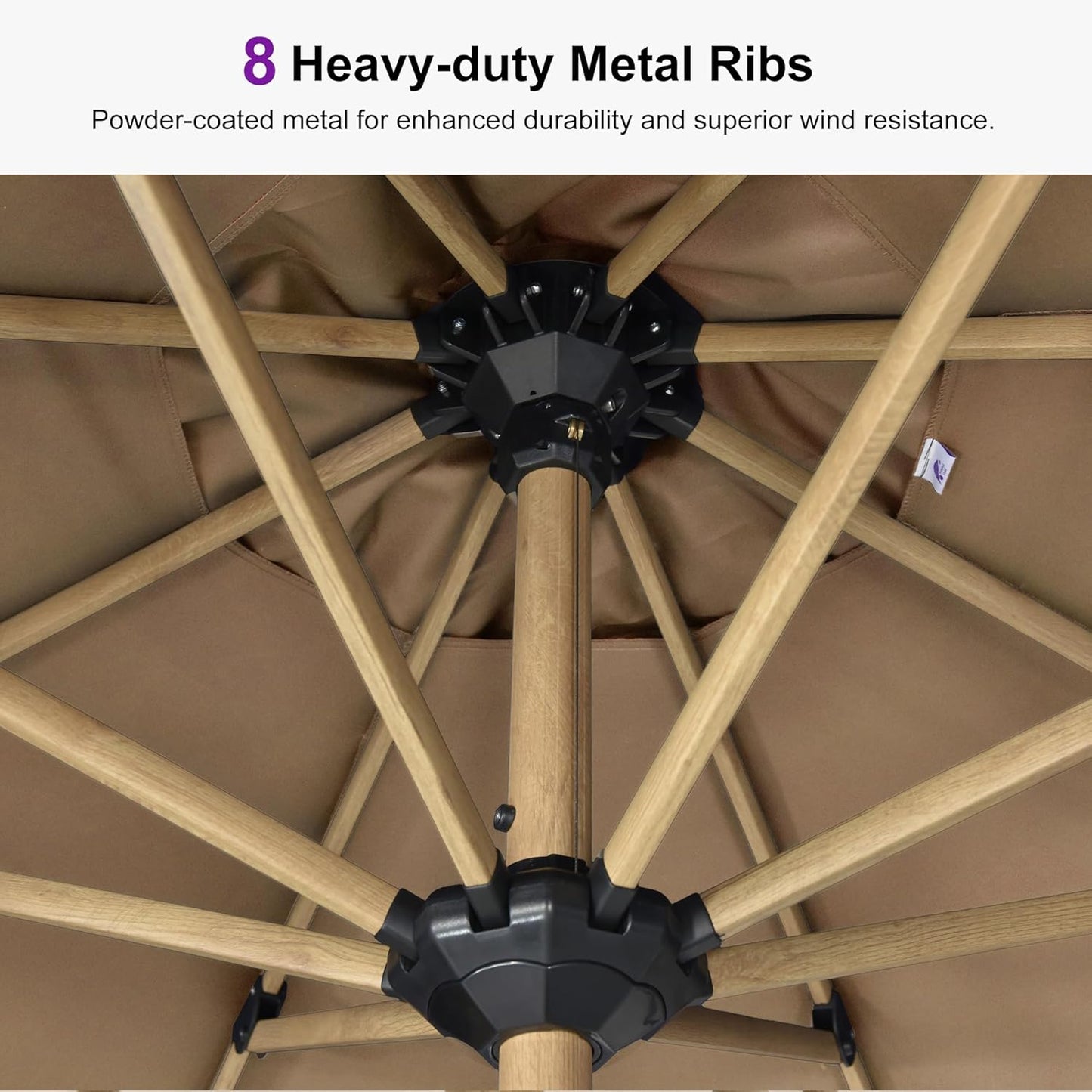 Purple Leaf 11 Feet Patio Umbrella - Durable Aluminum Market Umbrella with Crank & 8 Ribs | Taupe