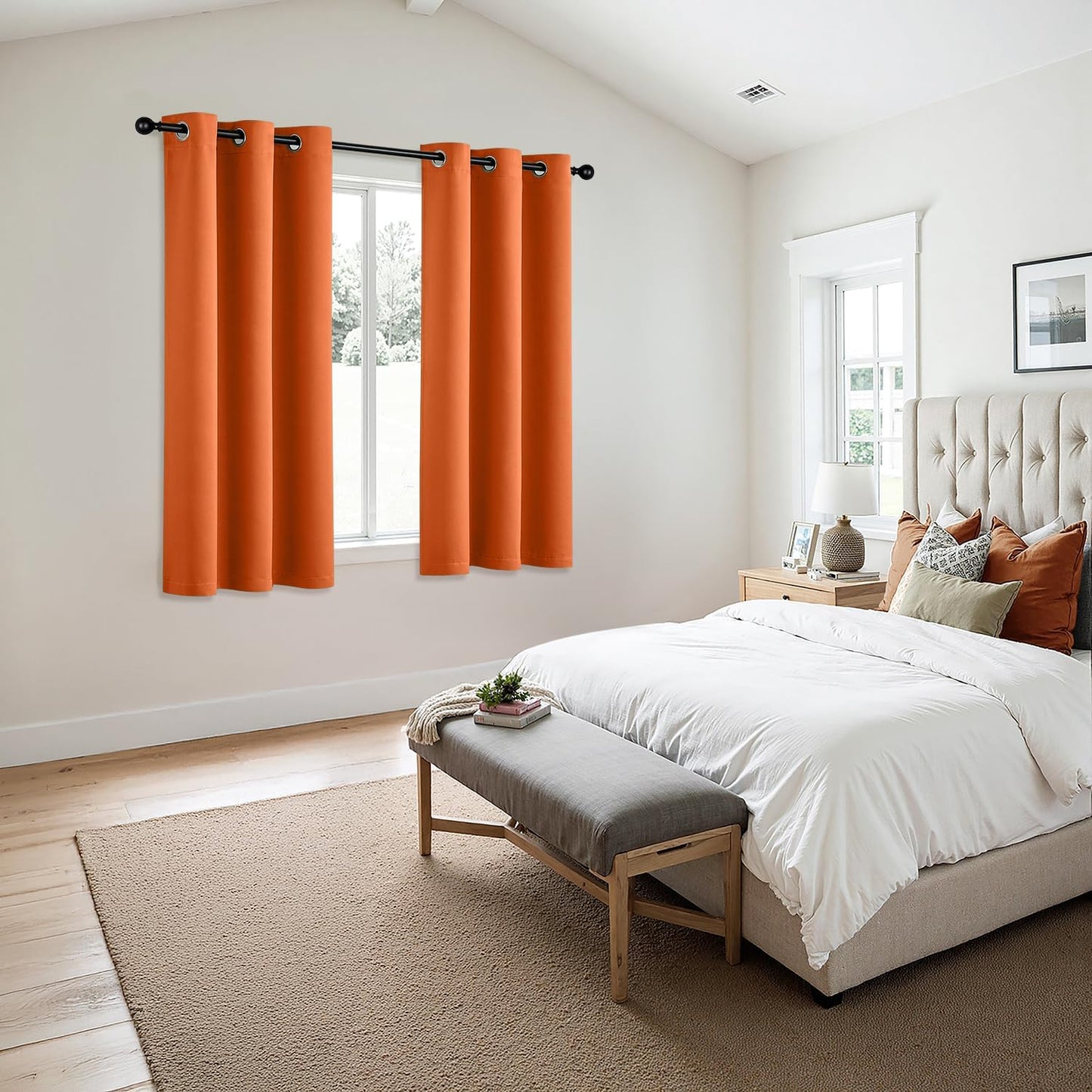 MIULEE Blackout Curtains - Thermal Insulated Room Darkening Drapes | 63-Inch Grommet Panels in Orange