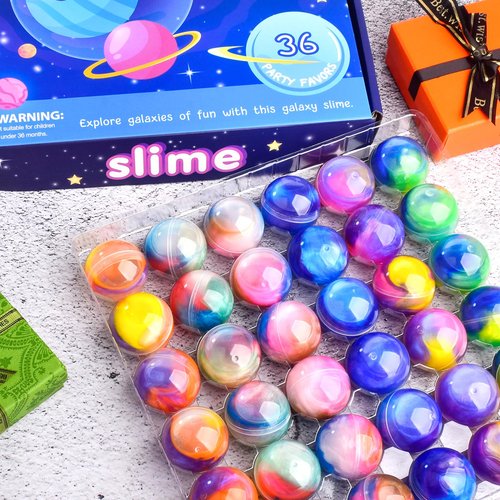 36-Pack Galaxy Slime Ball Kit – Party Favors for Kids, Stress Relief Squeeze Toys, Classroom Rewards, Goodie Bag Stuffers, Funny Gifts for Teens Boys Girls