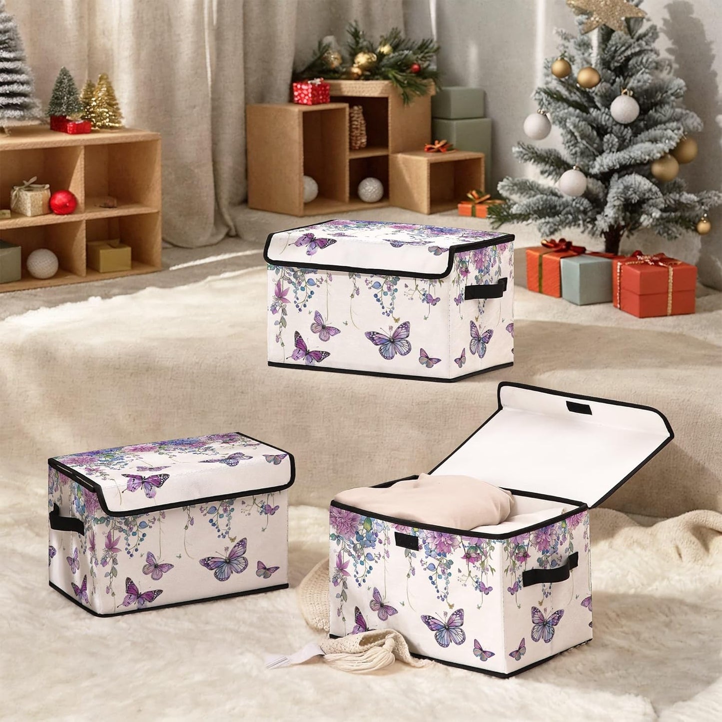 Skiennix Stackable Clothes Storage Bins - Lidded Organizers for Home & Office | 3-Pack Under Bed Containers