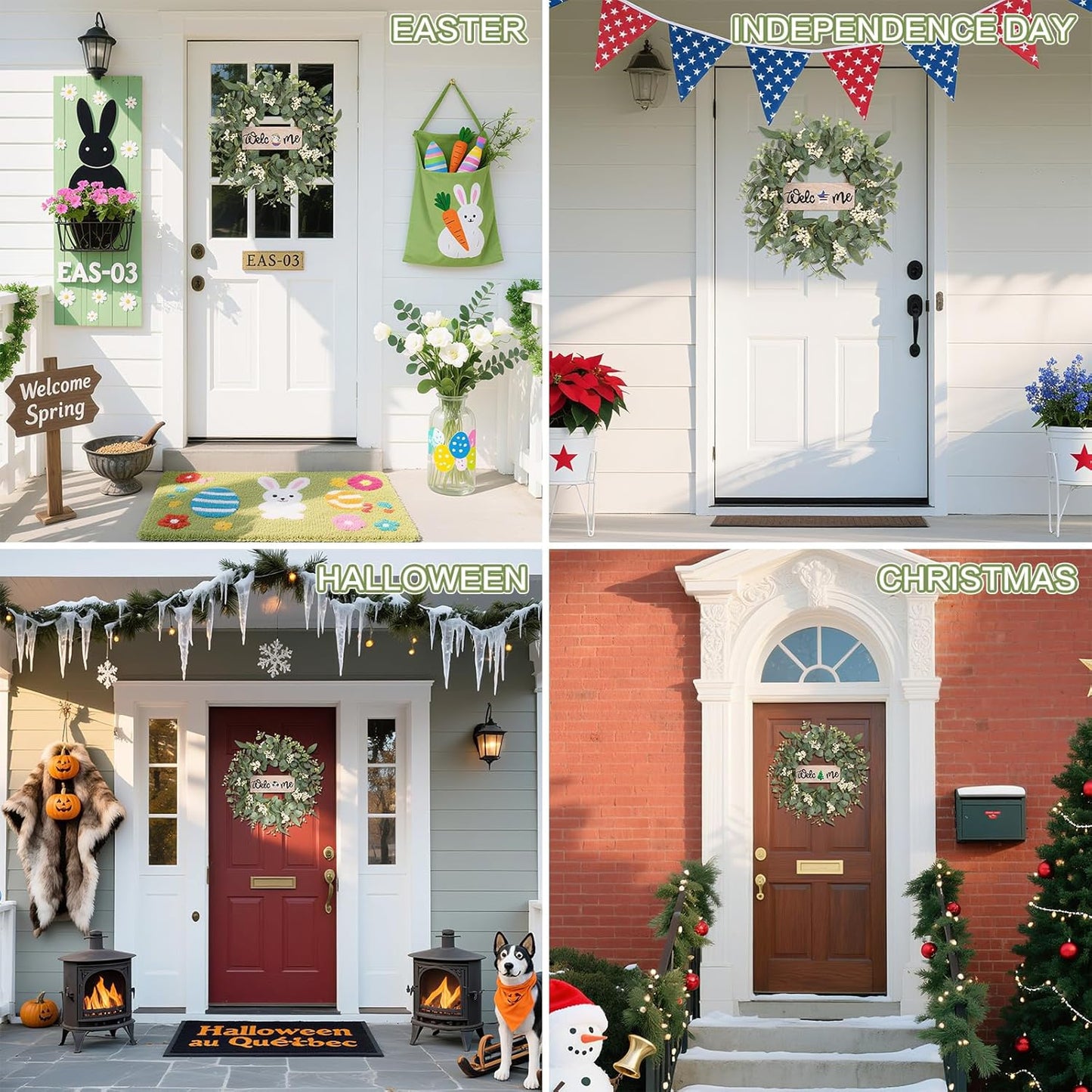 SY Super Bang 20-Inch Artificial Eucalyptus Wreath - Seasonal Welcome Sign for Home Decor
