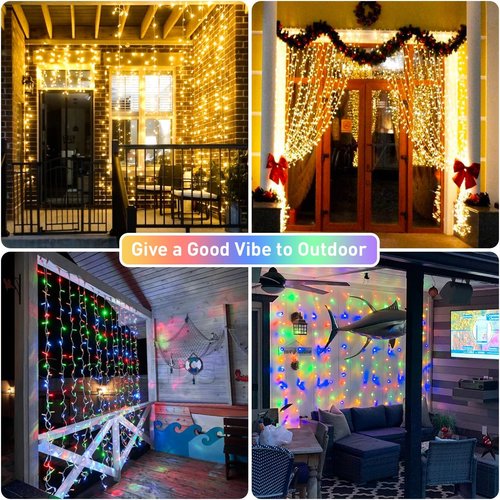 JMEXSUSS 300LED Curtain Lights - Dual Color Changing with Remote | 9.8x9.8ft Connectable Christmas Decor