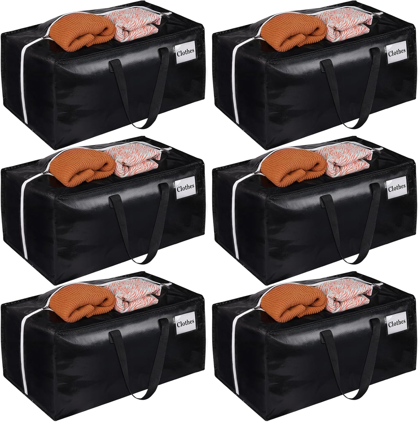 StorageRight Extra Large Moving Bags - Oversized Storage Totes with Strong Handles & Zippers | 76L, 6-Pack for Space Saving & Packing