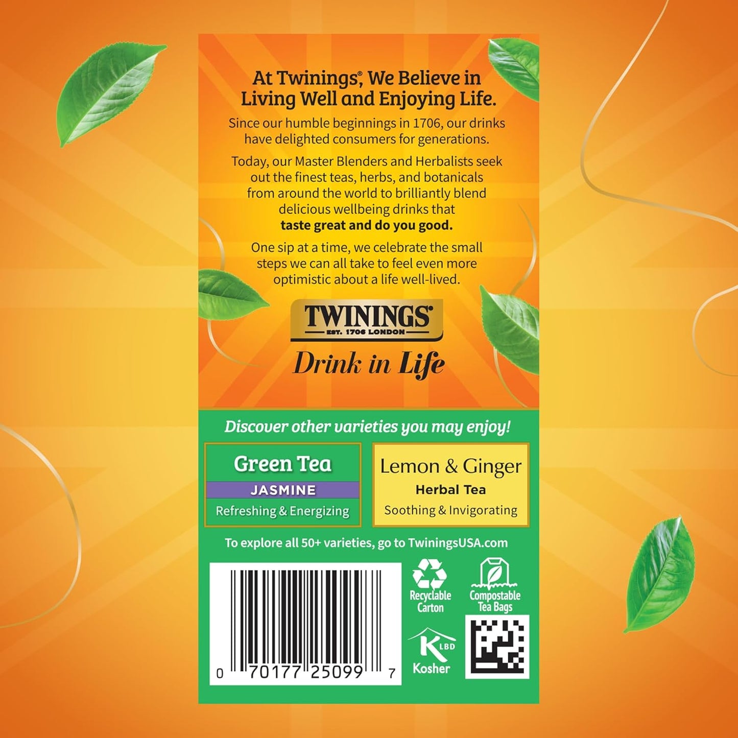 Twinings Lemon Green Tea - Refreshing Herbal Blend | 20 Count Tea Bags