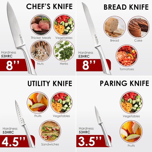 Cuisine::pro 7-Piece Chef Knife Set - Japanese Steel Knives with Magnetic Block | Damascus-Inspired Design