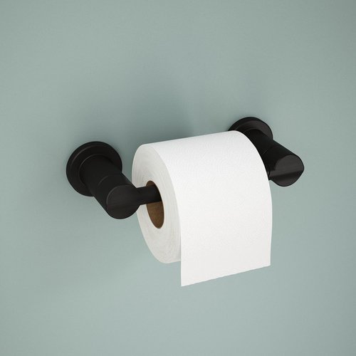 Delta Nicoli Toilet Paper Holder - Matte Black Pivoting Tissue Roll Holder for Bathroom Storage
