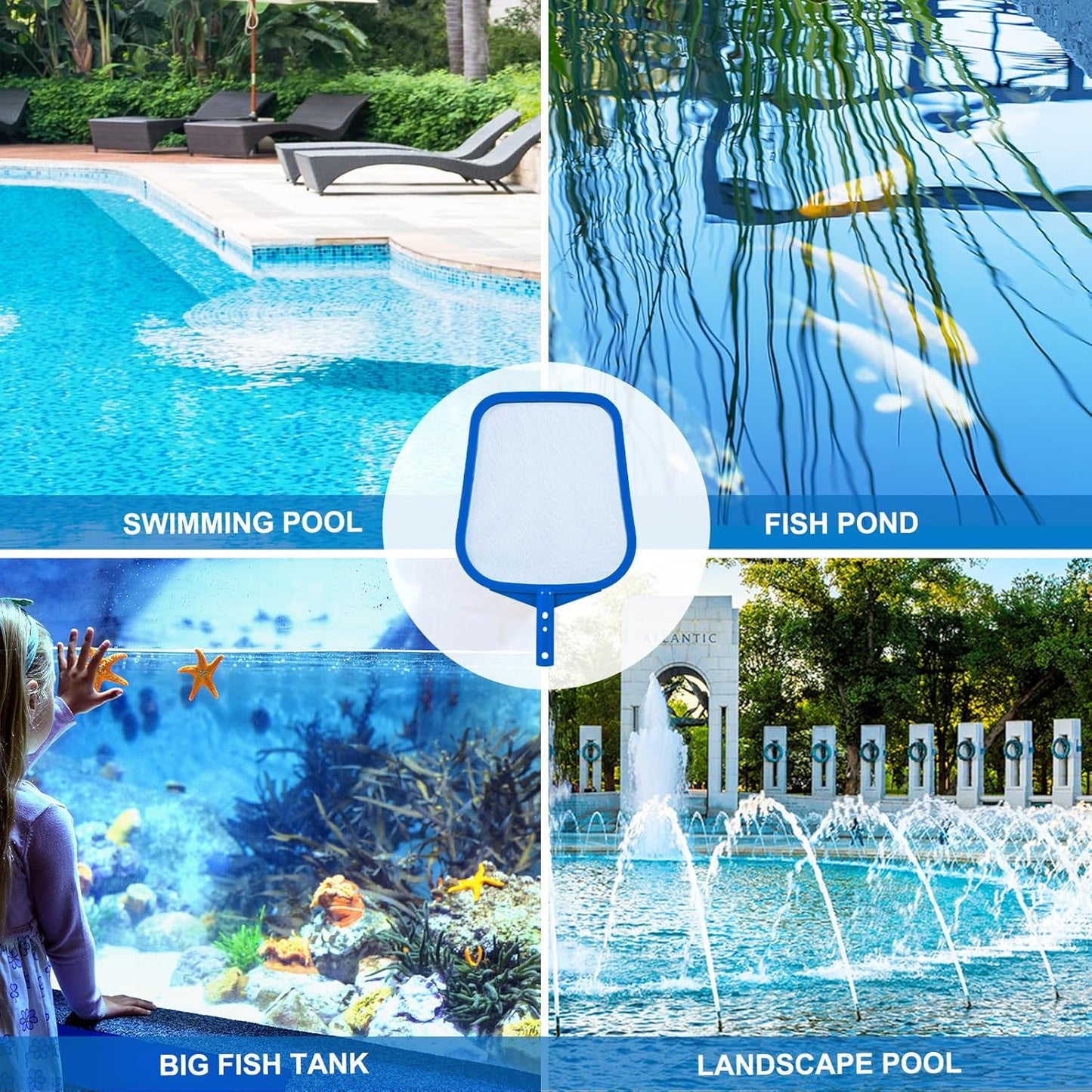 Pool Skimmer | Fine Mesh Net for Efficient Cleaning - Reinforced Frame for Hot Tubs