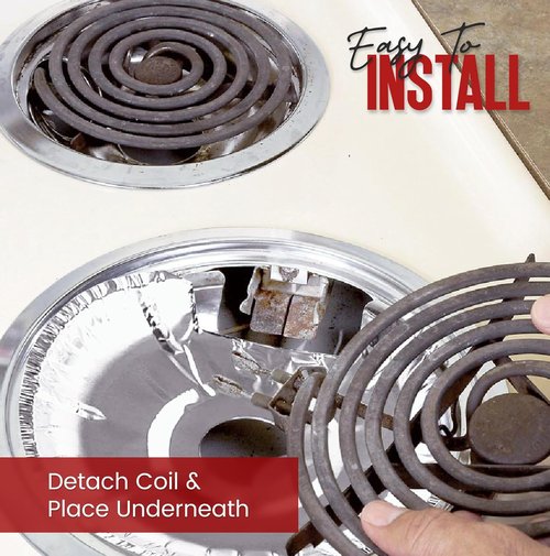 Heavy-Duty Aluminum Electric Stove Burner Covers - Non-Stick Round Foil Liners (6 & 8 Inch) | 50 Pack for Easy Cleanup