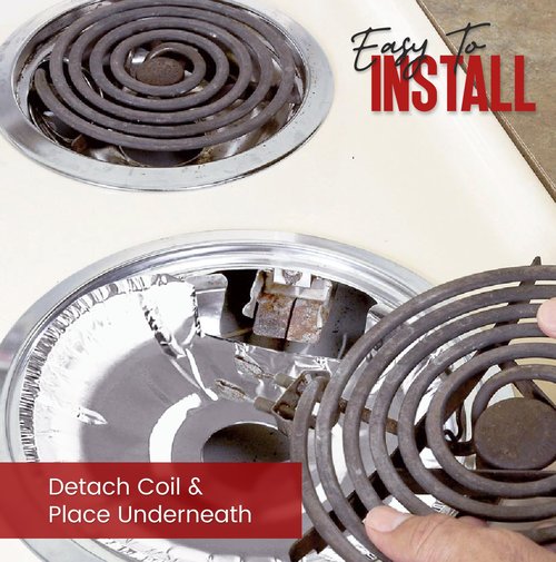 Heavy-Duty Aluminum Electric Stove Burner Covers (50 Pack) - Disposable Round Foil Liners (6 & 8 Inch), Non-Stick Drip Pan Protectors, Stove Top Covers, Great Kitchen Accessory for Easy Cleanup