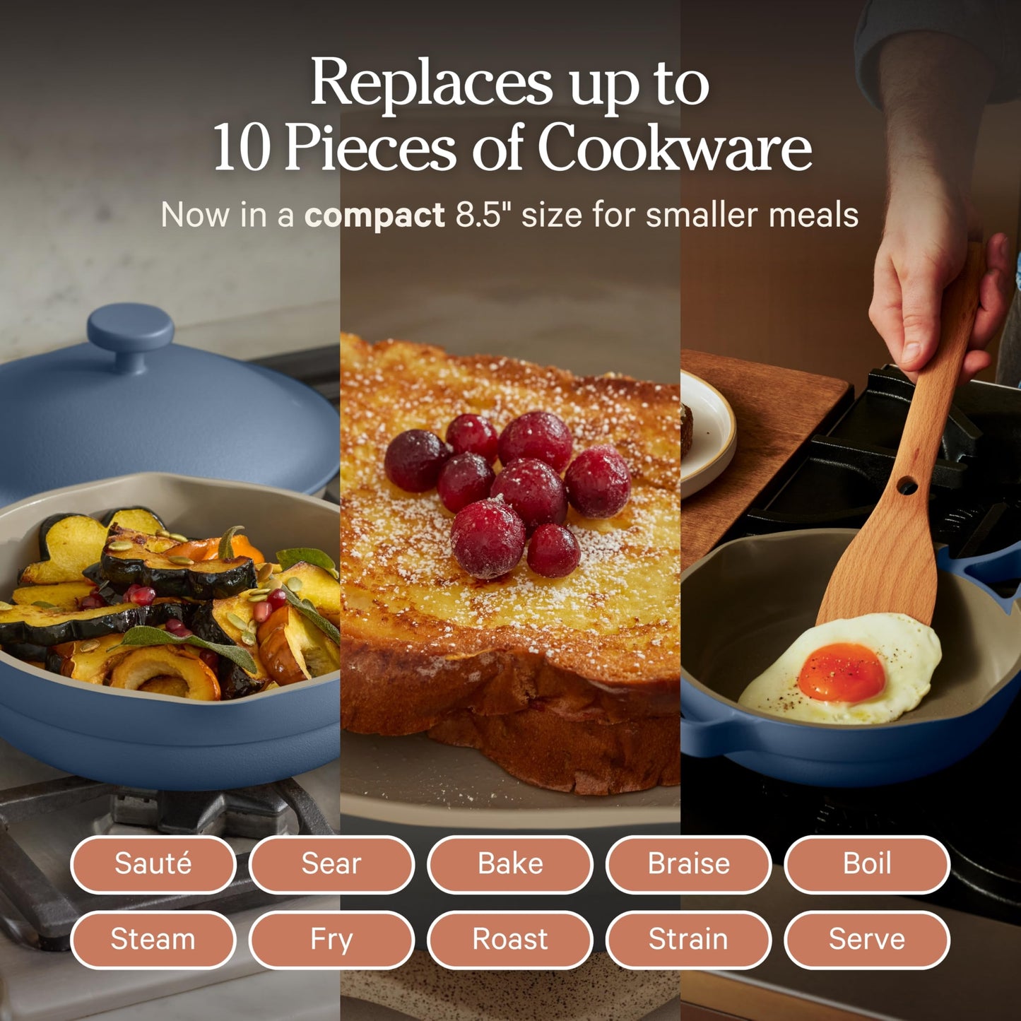 Our Place Mini Always Pan | 8.5" Ceramic Pan with Modular Lid & Beechwood Spatula | Patented 10-in-1 Nonstick, Non-Toxic Cookware Made Without PFAS | Induction & Oven-Safe up to 450°F | Lavender