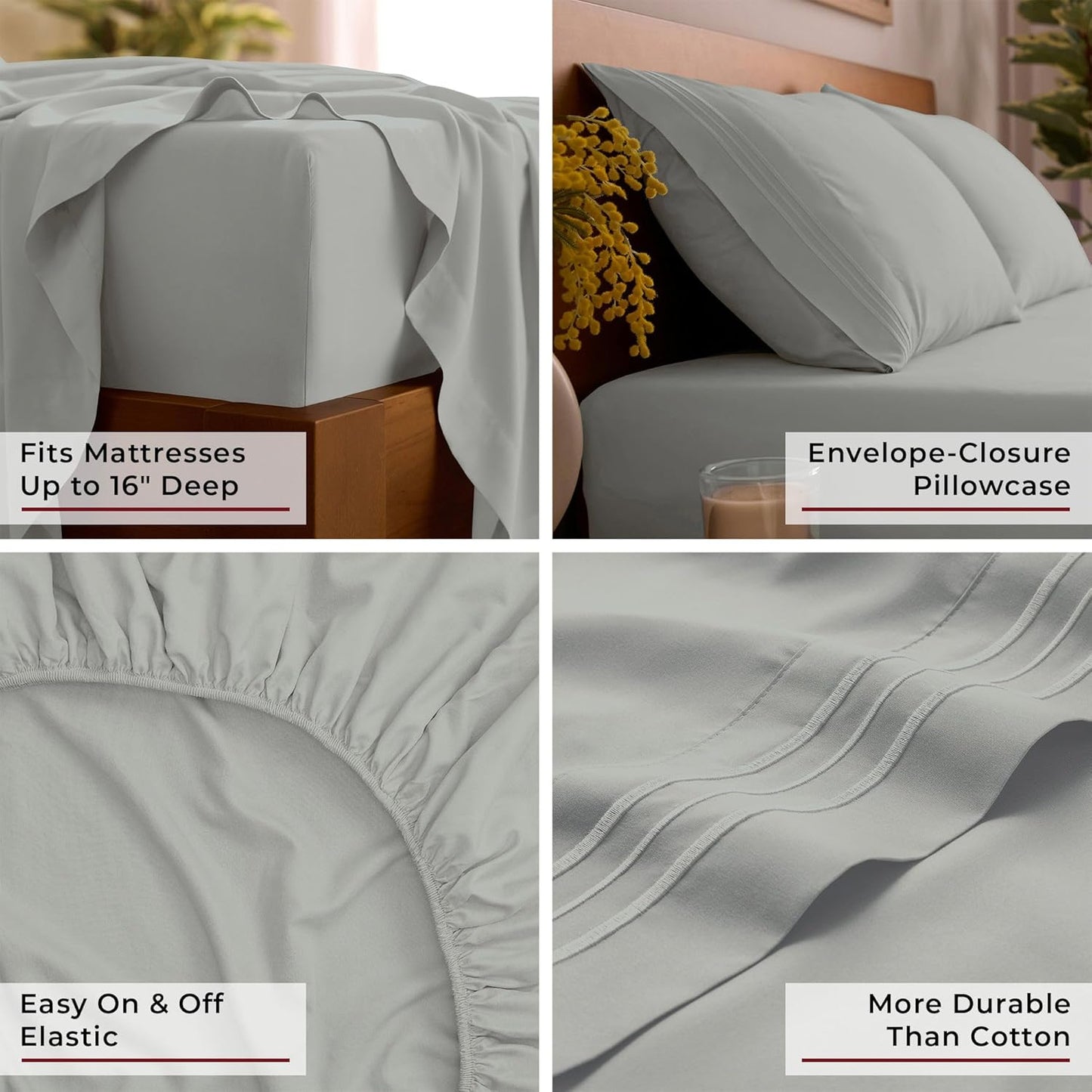 Mellanni Full Sheets Set - 4 PC Hotel Luxury Bedding | Extra Soft, Cooling, Wrinkle-Resistant (Full, Spa Mint)