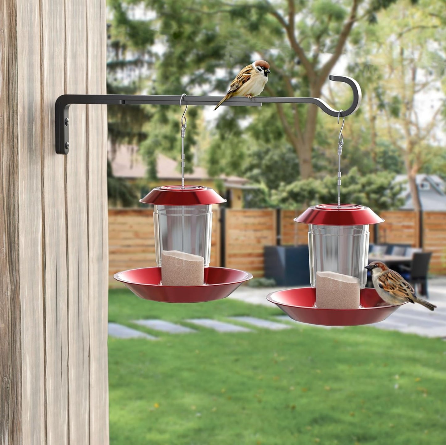 Saffruff 8-Inch Heavy Duty Black Iron Outdoor Plant Hangers - Durable Metal Brackets for Lanterns & Bird Feeders