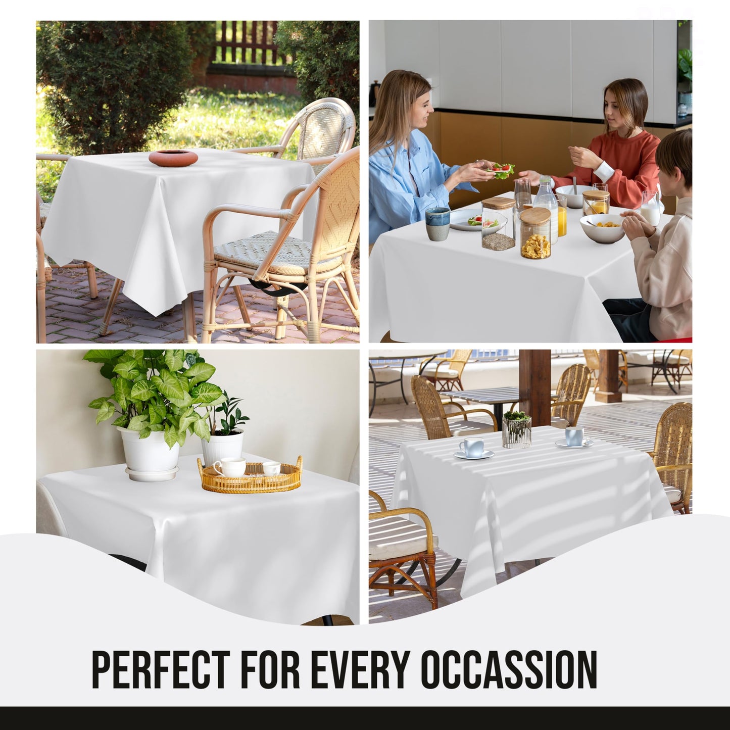 Party Solids 12-Pack White Round Plastic Tablecloth Disposable – Size: 108 Inches – Round Plastic Table Cloths for Parties, Picnics & Formal Events