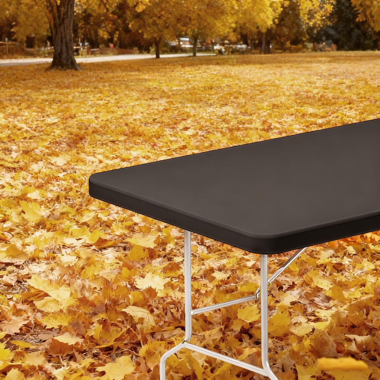 Lemict 6FT Picnic Black Spandex Table Cloth - 1 Pack Fitted Rectangle Tablecloth for Folding Tables, Washable Table Cover for Outdoor, Camping, Picnic, Banquet and Party(30" x 72")