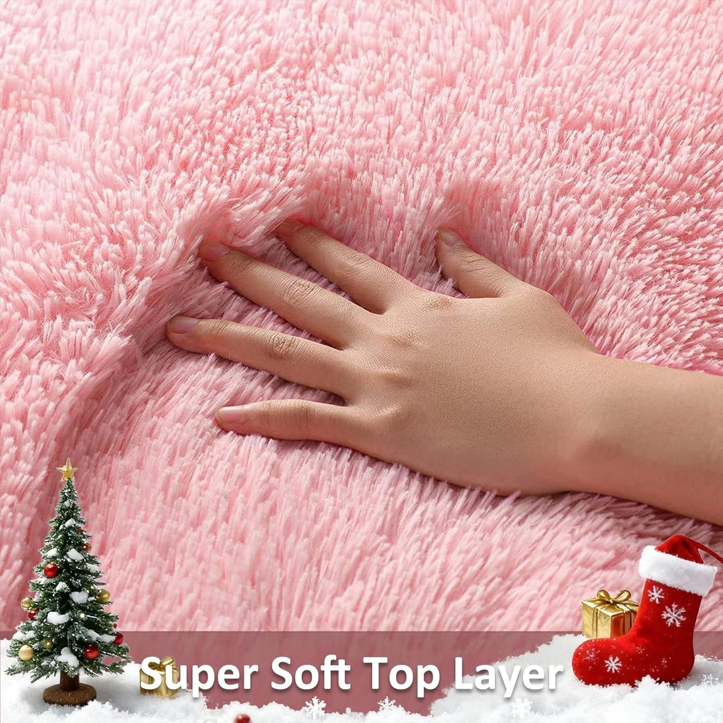 Ophanie 3x5 Pink Area Rug - Non-Slip Fluffy Carpet for Bedroom & Dorm Decor | Aesthetic Nursery Essential
