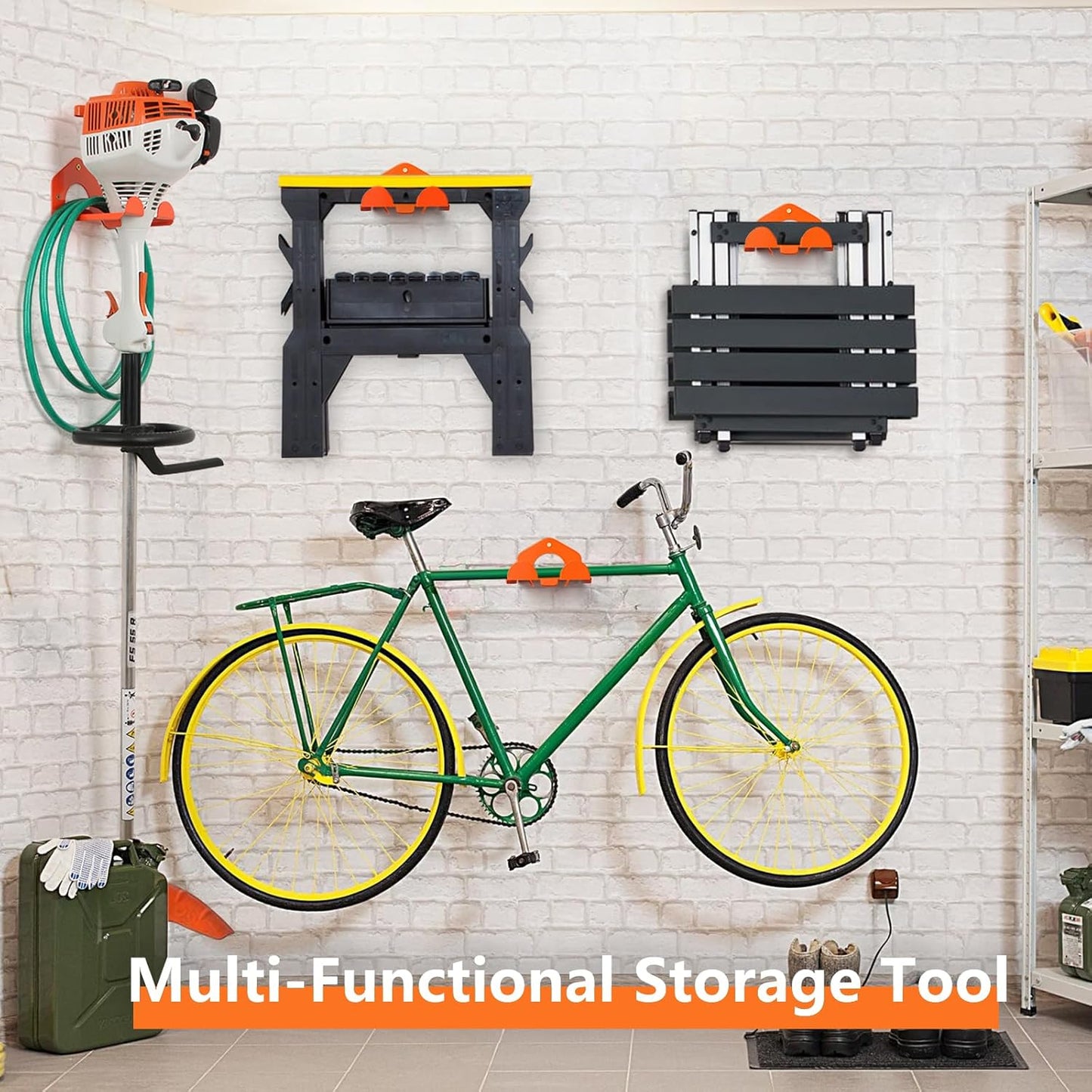 Reliahom Garage Organization - Heavy Duty Weed Eater Hanger & Garden Tool Organizer | 2 Pack