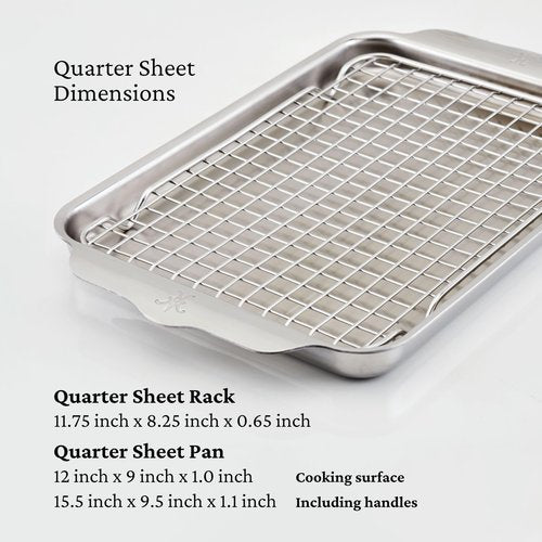 Hestan Provisions OvenBond – 9" x 12.5" Tri-ply Clad Stainless Steel Quarter Sheet Pan with Rack