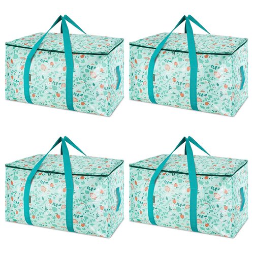 BALEINE 4-Pack Oversized Moving Bags with Reinforced Handles, Heavy-Duty Storage Tote for Clothes, Moving Supplies (Spring Stroll, 4-Pack)