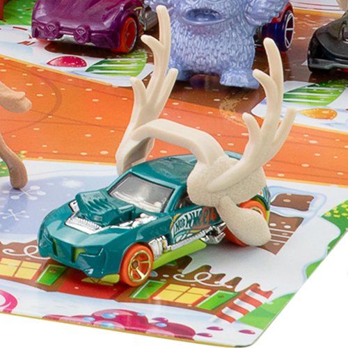 Hot Wheels | 2025 Advent Calendar Toy Cars Playset - 10 Vehicles, 10 Clips & 14 Winter Accessories