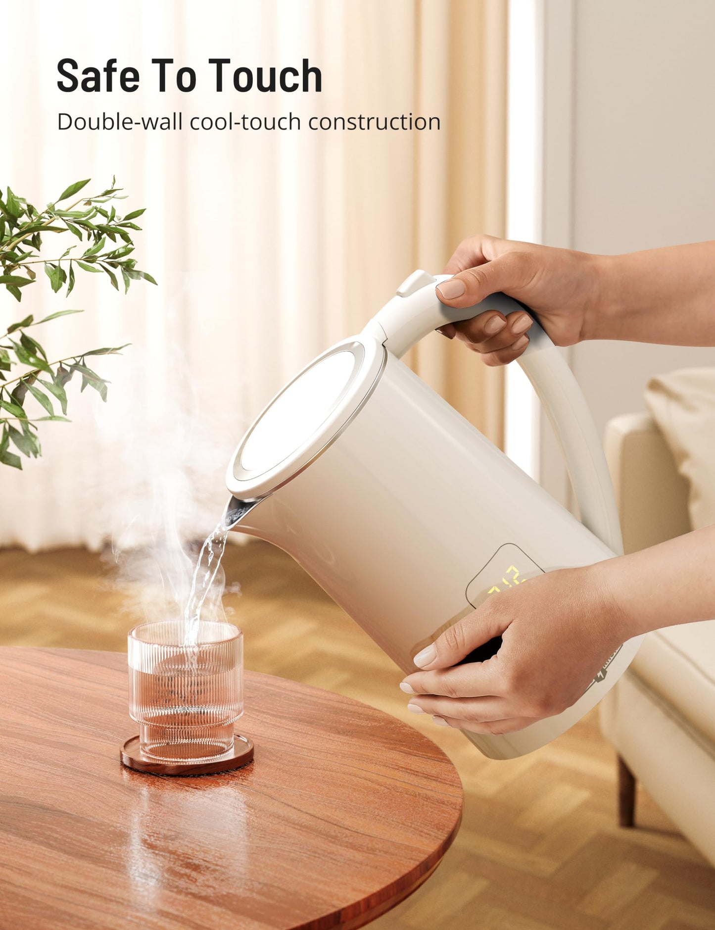 Electric Tea Kettle, PARIS RHÔNE1.7L Temperature Control Electric Kettle, 4H Keep Warm Water Boiler with 6 Presets, LED Screen Electric Kettles for Boiling Water, Boil-Dry Protection, BPA Free