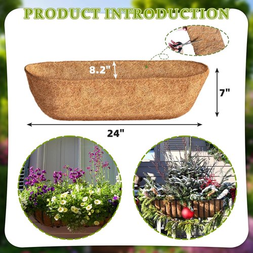 Coco Coir | 24 Inch Trough Liners - Natural Coconut Fiber for Wall Baskets & Planters (2 Pack)