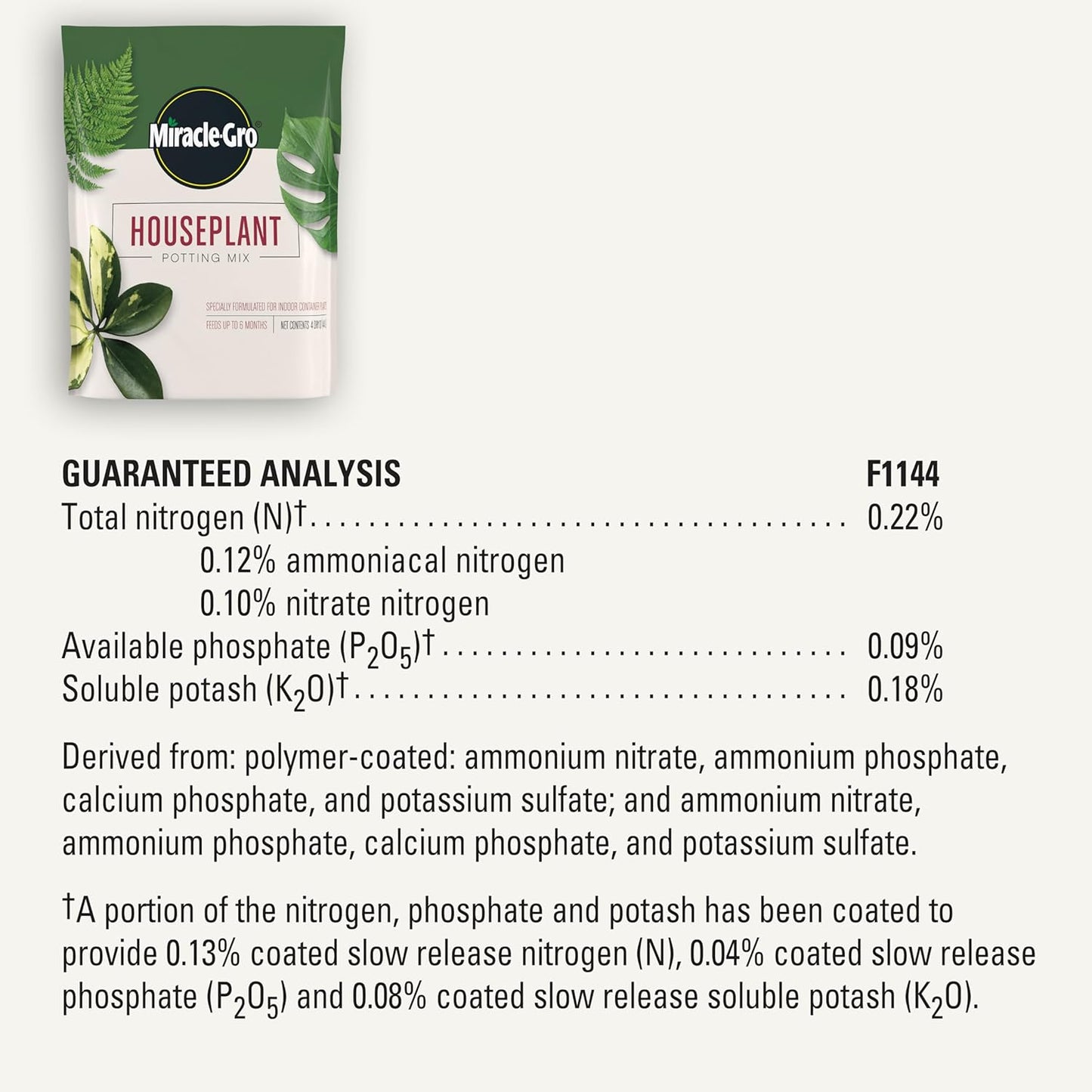Miracle-Gro Houseplant Potting Mix - Fertilized Indoor Soil for Containers | Less Gnats, 4 Qt