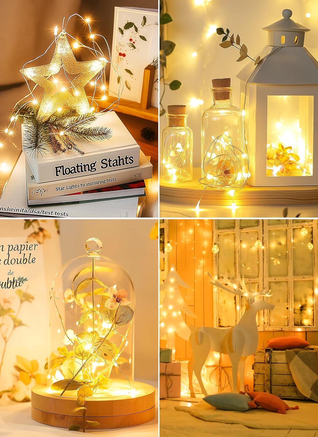Minetom Fairy String Lights - 33Ft 100 LED Battery Operated Copper Wire Twinkle Lights | Waterproof for Weddings & Parties