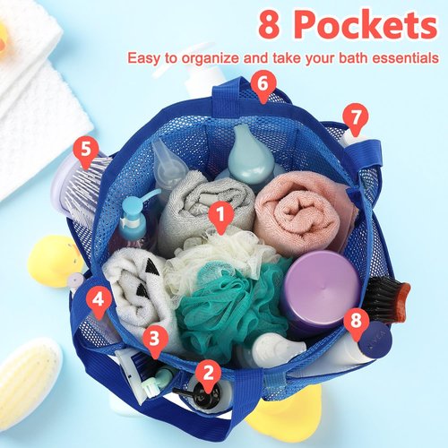 Fammart Mesh Shower Caddy - Portable 8-Pocket Tote Bag for College Dorm & Gym Essentials