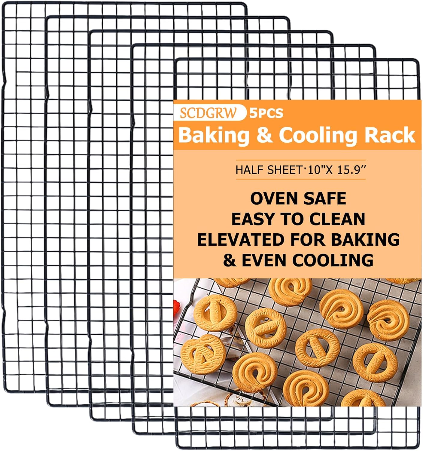 Skiennix Cooling Racks - Heavy Duty Stainless Steel Baking Rack Set | 10" x 16" | Oven & Dishwasher Safe