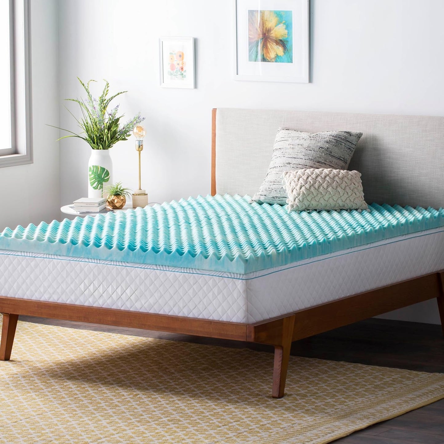 Linenspa Gel Memory Foam Mattress Topper - Reversible Egg Crate Design for Comfort - California King Size