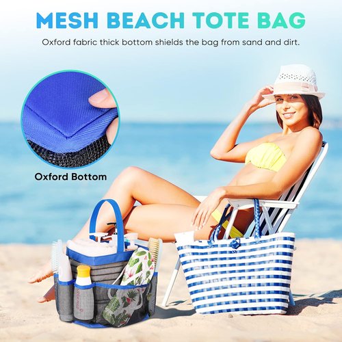 EUDELE Mesh Shower Caddy - Portable 8-Pocket Organizer for College Dorms, Beach & Travel Essentials - Blue