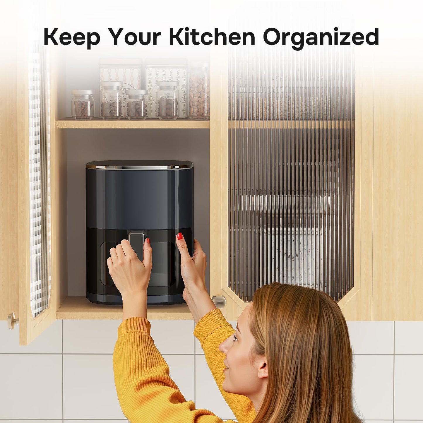 Simple Deluxe Air Fryer - 6.34 QT Digital Airfryer with Visible Window, 12 Presets Functions, Nonstick and Dishwasher-Safe Basket, 1700W, Gray