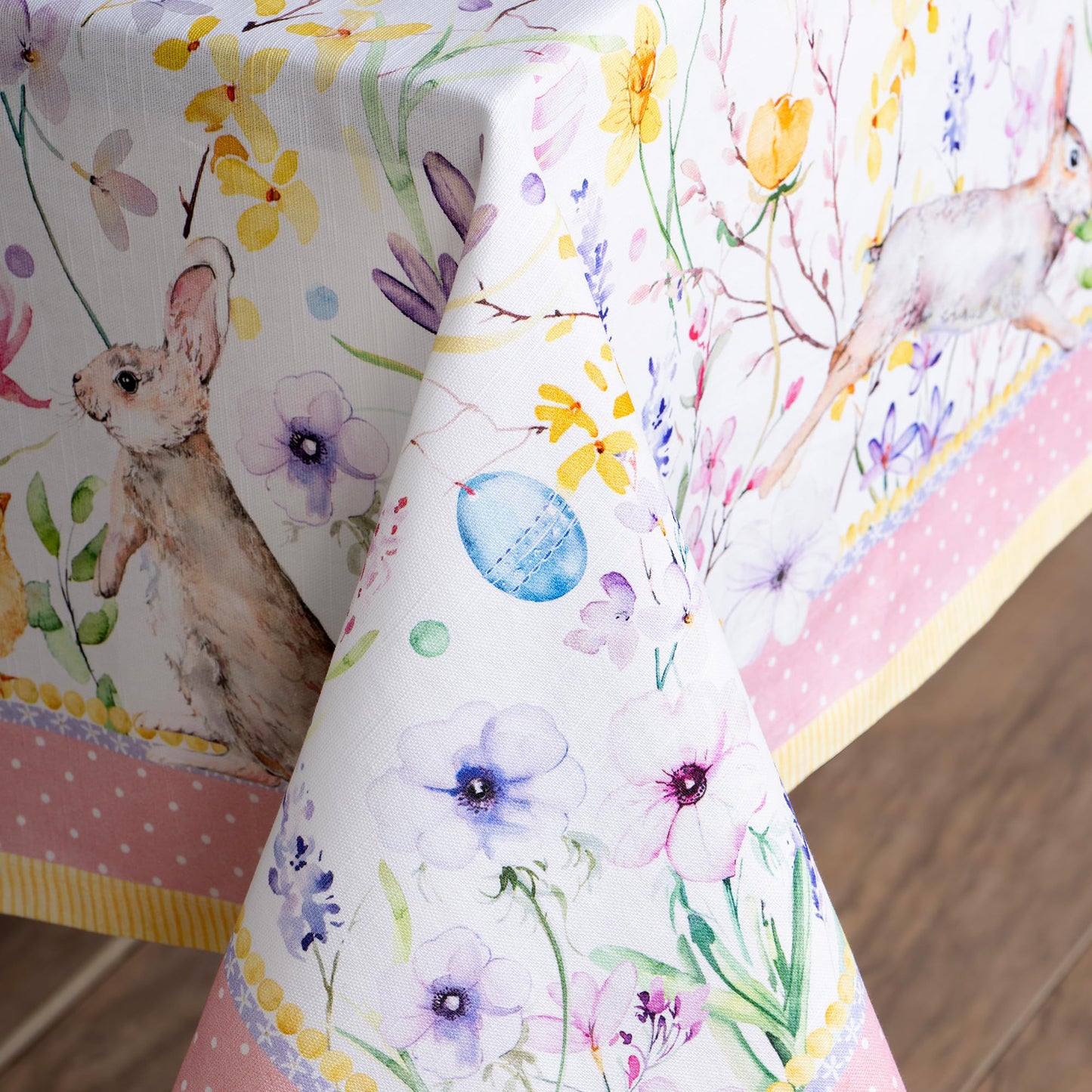 Maison d' Hermine Table Cloth Rectangle Table 100% Cotton 54 x 72 Inches Tablecloth Reusable Decorative for Dining Kitchen Room Farmhouse Home Gifts for Mothers Day Spring Summer - Easter Zest