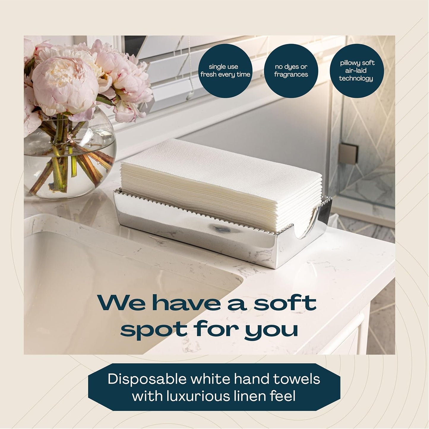 Lintext Disposable Linen-Feel Guest Towels - Soft & Absorbent 8" x 17" Paper Napkins | Pack of 300 for Events