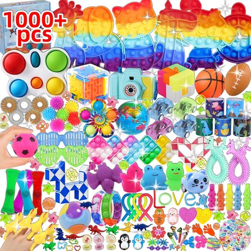 BILLFULL Fidget Toys Bulk - 1000 Pcs Kids Party Favors | Birthday Gifts & Goodie Bag Prizes