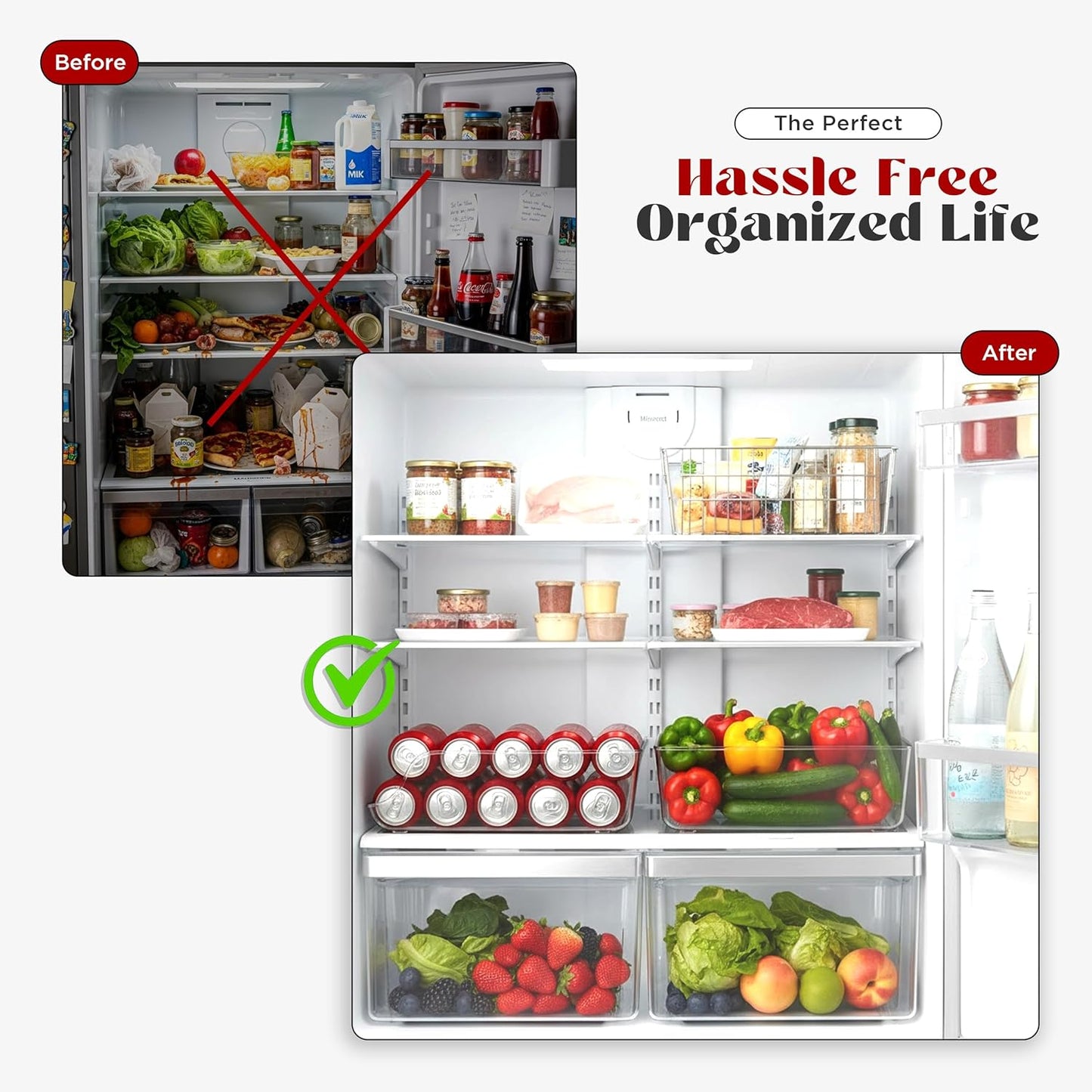 Utopia Kitchen Soda Can Organizer - Durable Clear Can Dispenser for Fridge & Pantry | Set of 2