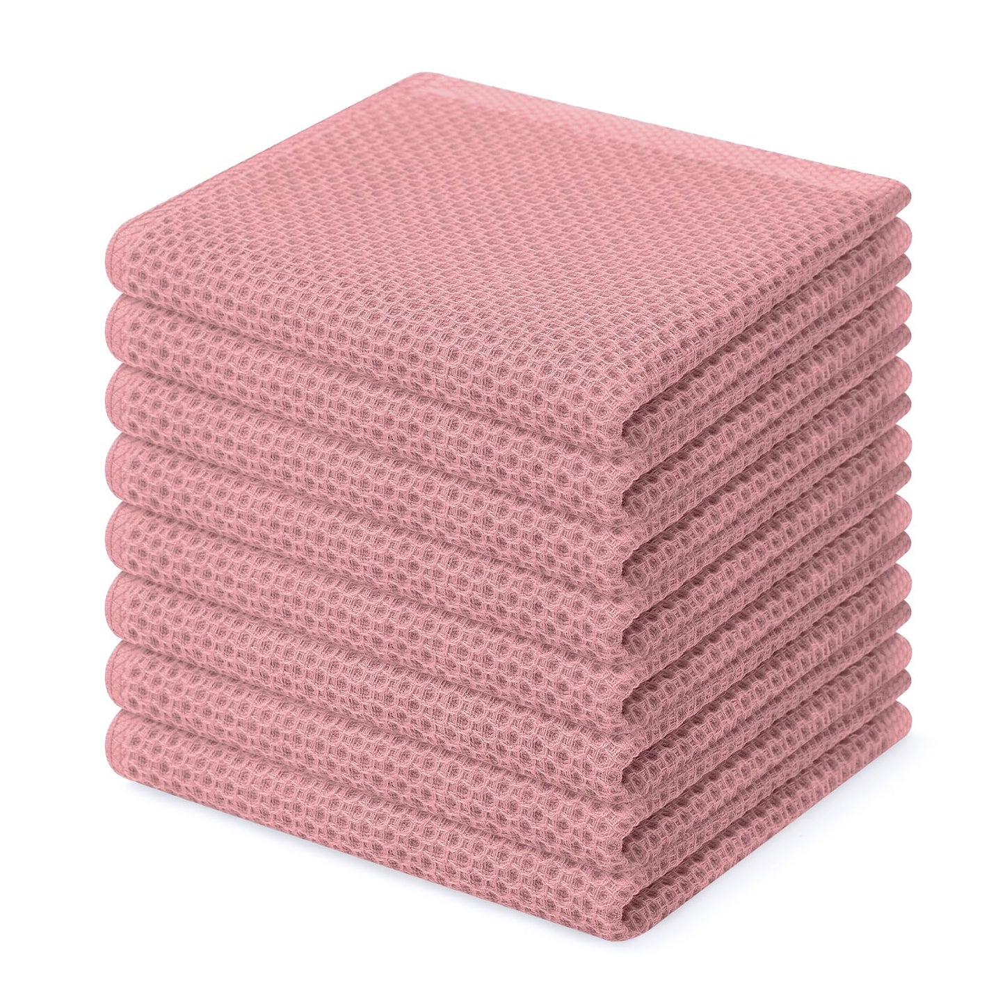 Homaxy 100% Cotton Waffle Weave Kitchen Dish Cloths, Ultra Soft Absorbent Quick Drying Dish Towels, 12 x 12 Inches, 8-Pack, Dried Rose
