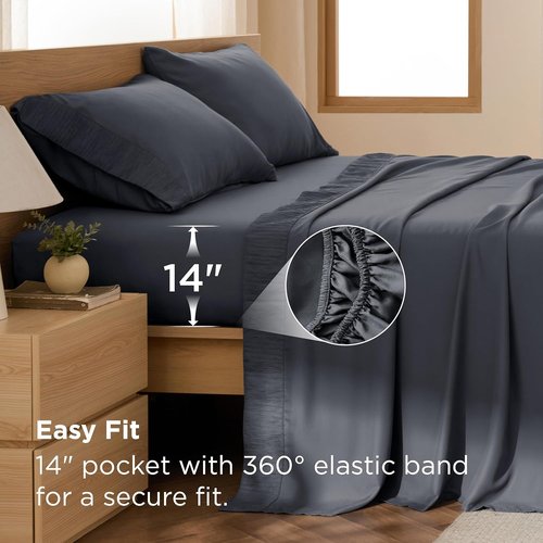 Bedsure Twin Sheets Set - Soft & Breathable 3-Piece Bedding - Hotel Luxury Microfiber - Dark Grey