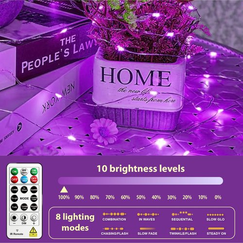 HXWEIYE 6 Pack Rechargeable Fairy Lights Battery Operated with Remote & DIY Timer, 7ft 20LED Mini Twinkle String Light for Mason Jar DIY Wedding Table Centerpieces Party Bedroom Christmas (Purple)