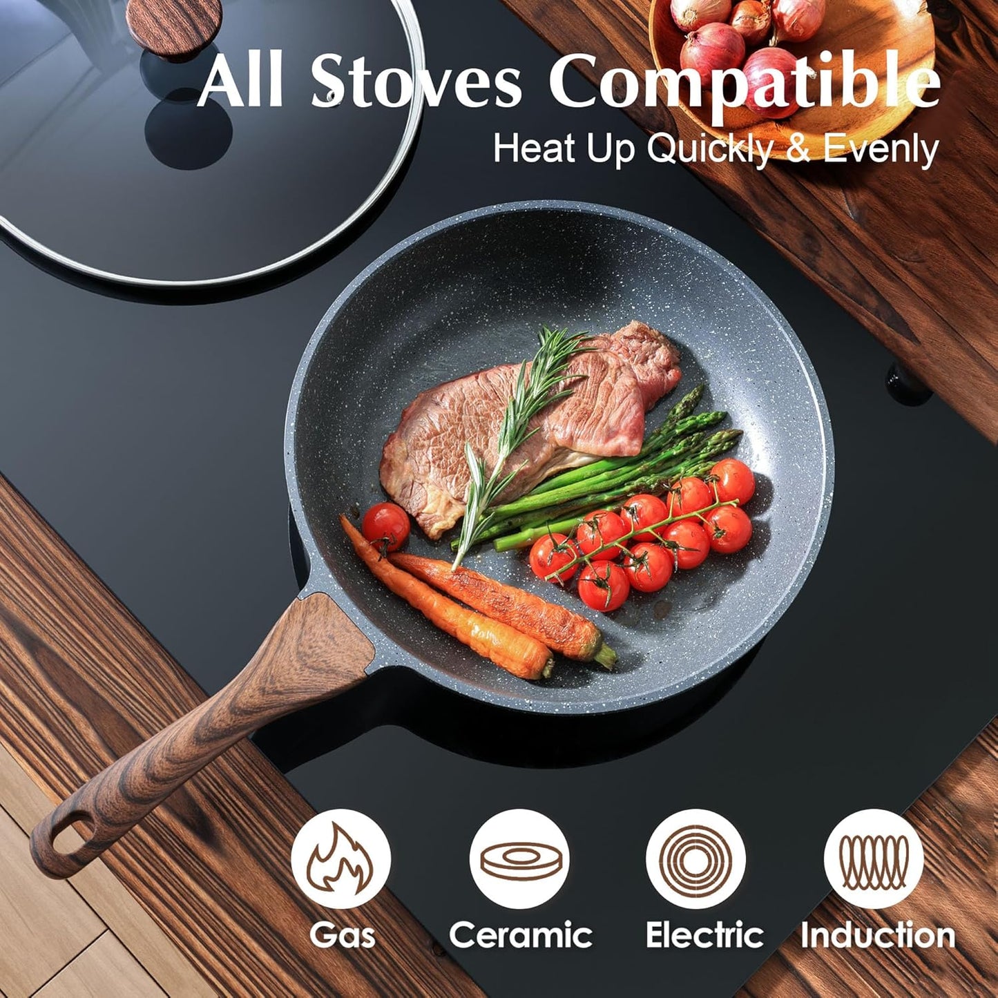 SENSARTE Nonstick Frying Pan - Healthy Omelet Skillet with Glass Lid, 8-Inch PFOA Free Cookware