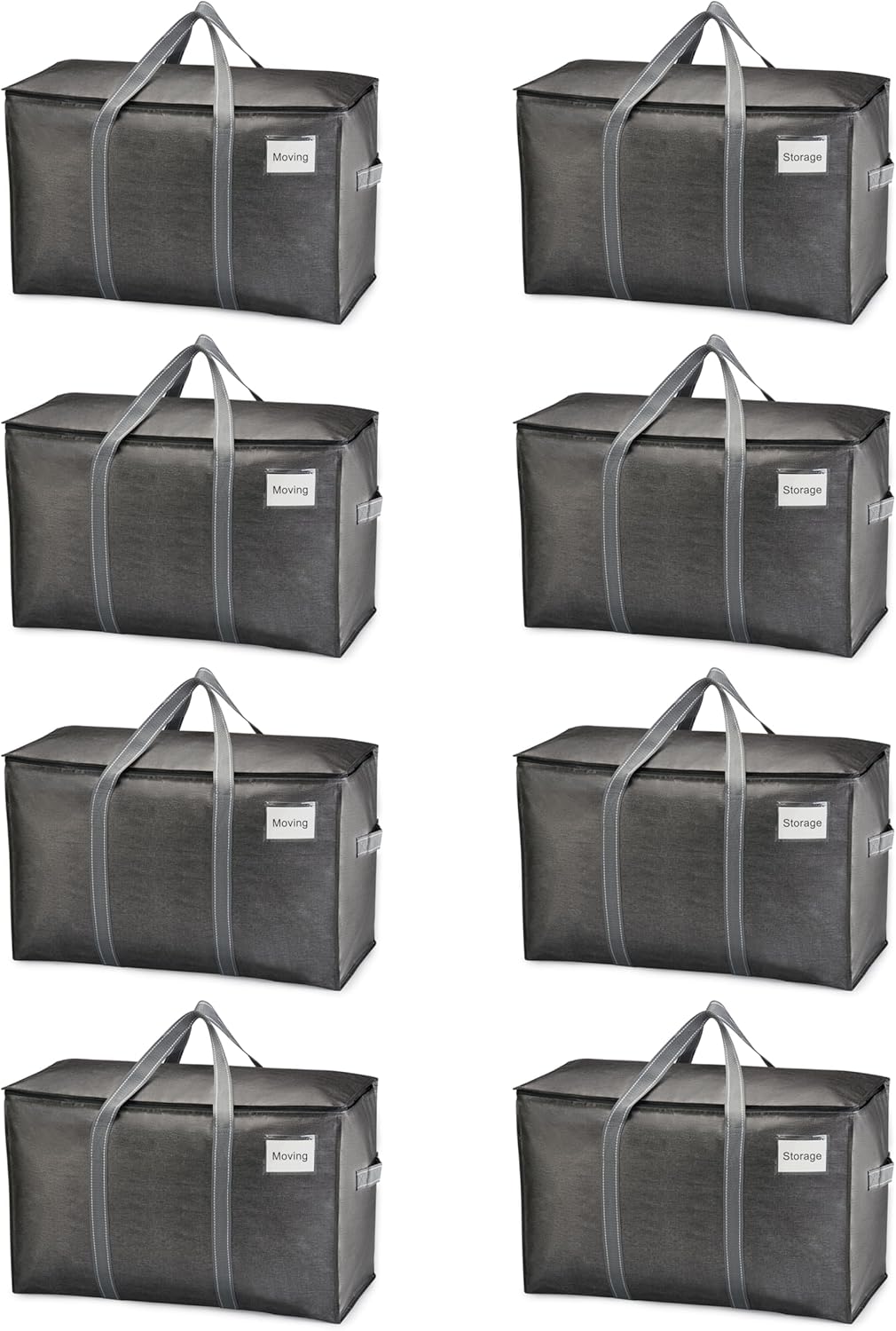 VENO Heavy Duty Moving Bags - 8 Pack Extra Large Storage Solution with Reinforced Handles & Strong Zippers | Foldable & Reusable for Clothes & Dorm Storage